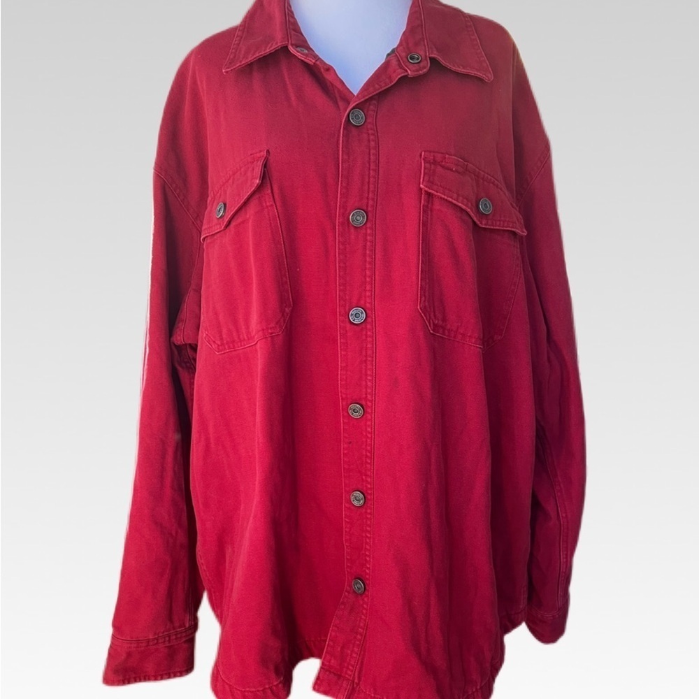 Duluth Trading Co Red Button-Up Shirt jacket size 2XL